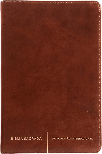 Bíblia Sagrada Slim NVI, Luxo, Capa Marrom, Couro-soft