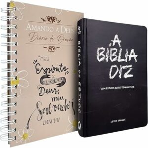 Kit Bíblia de Estudo Diz NAA Giz + Diário de Oração Lettering