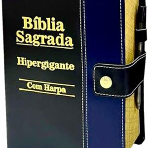 Bíblia Sagrada Letra HIpergigante Botão Preta/Azul