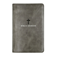 Bíblia Sagrada ACF, Couro Soft, Cinza, Letra Grande