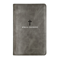 Bíblia Sagrada ACF, Couro Soft, Cinza, Letra Grande