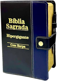 Bíblia Sagrada Letra HIpergigante Botão Preta/Azul
